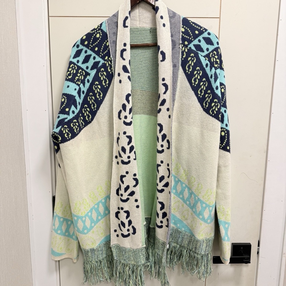 Anthropology Gypsy 05 Global Village Cardigan Fringe Sweater L - Picture 11 of 11